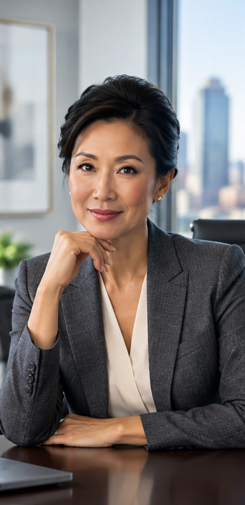 Illustrative portrait of an Asian woman founder