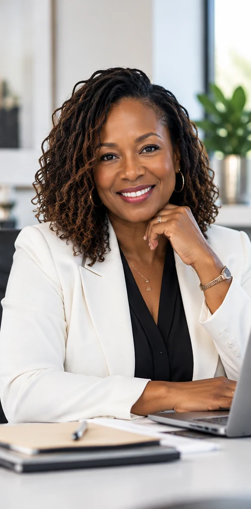 Illustrative portrait of a Black woman senior executive