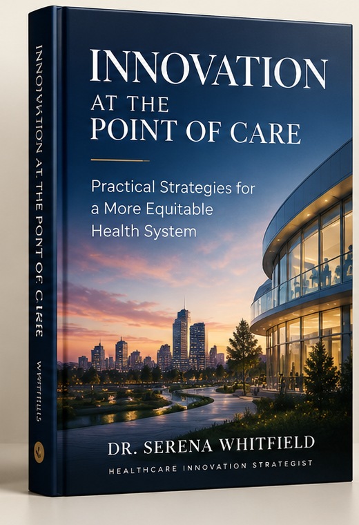 Innovation at the Point of Care — realistic fictional hardcover book mockup